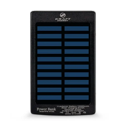 poverbank-z-soniachnoiu-panelliu-10000mah-power-bank-kraft-kpb-1012sl-black-led-likhtar Повербанк з сонячною панеллю 10000mAh Power Bank Kraft KPB-1012SL Black LED-ліхтар