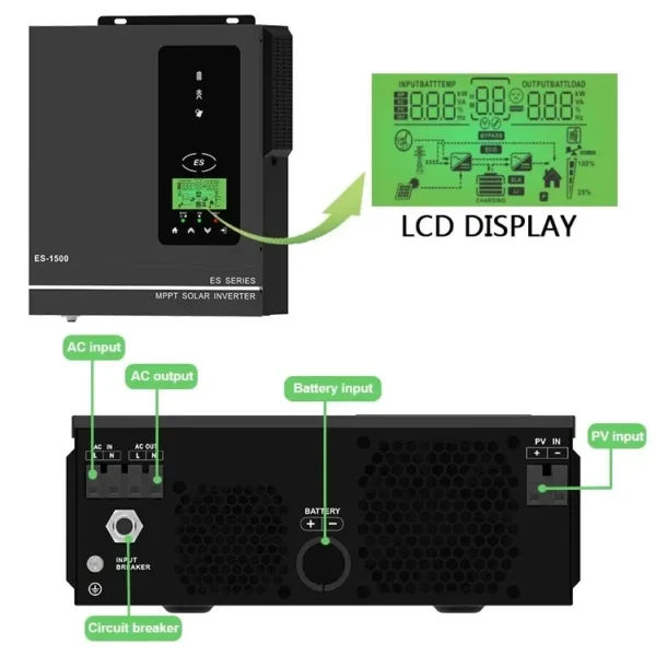 Однофазний низьковольтний гібридний інвертор ANERN SCI-ES-1500 24V