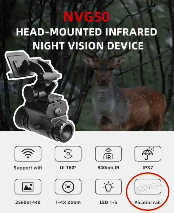 Монокуляр нічного бачення NVG50 2.5k 45° Wi-Fi 940нм (до 600м у темряві)