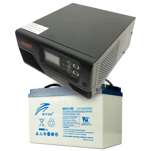DG12-100-kit-ritar Комплект Безперебійного Живлення ДБЖ + АКБ MUST EP20-R1000W + 12V 100Ah DG12-100