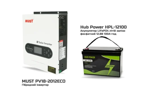 1 Комплект Безперебійного Живлення MUST PV18-2012ECO + LiFePO4 12.8В 100А
