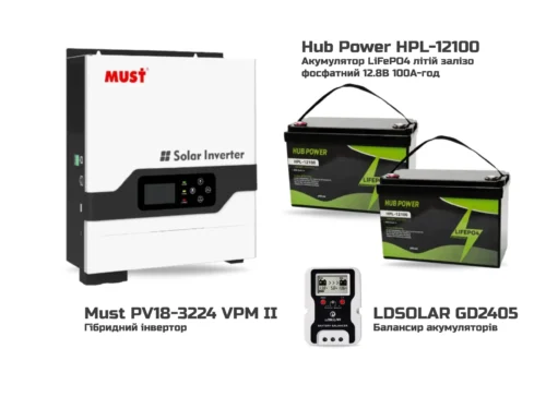 1 Комплект Безперебійного Живлення Must PV18-3224 VPM II + LiFePO4 12.8В 100А