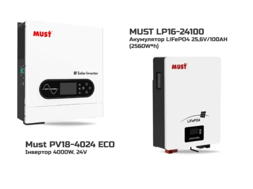 1 Комплект Безперебійного Живлення Must PV18-4024 ECO+MUST LP16-24100