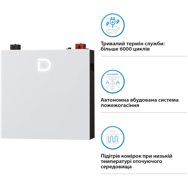 Літієва акумуляторна батарея Dyness DL5.0C PRO 51.2В 5.12 кВт•год 100А з підігрівом Wi-Fi модулем